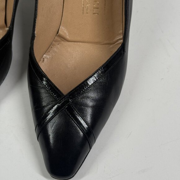 Vintage Bruno Magli Pumps Pointed Toe Black Leather Heels Made in Italy 8.5B - Picture 10 of 14